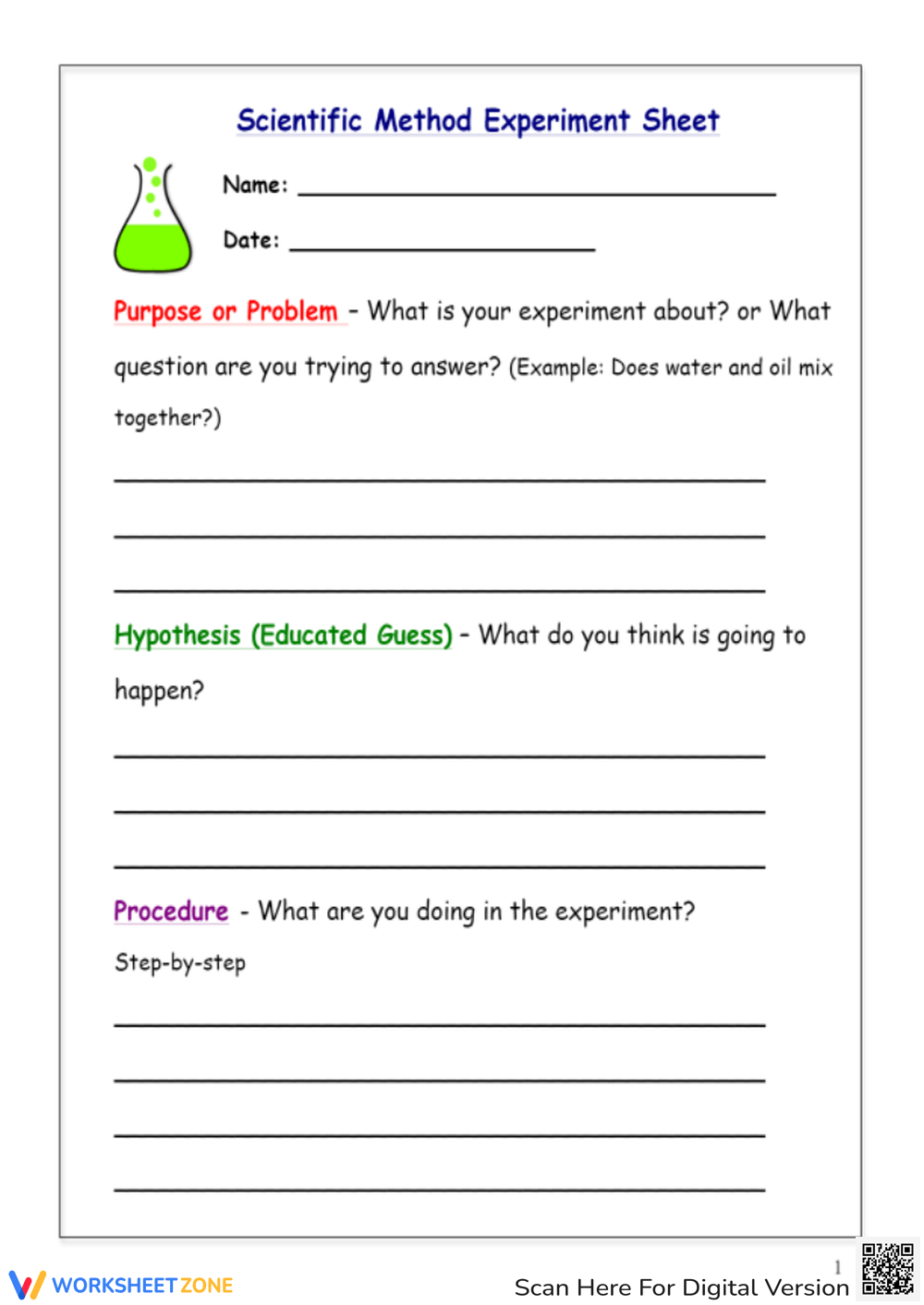 scientific experiment worksheet