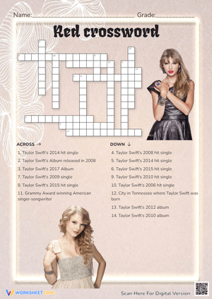 Taylor Swift Trivia Crossword Puzzle