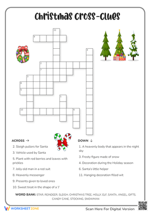 easy christmas crossword puzzles printable