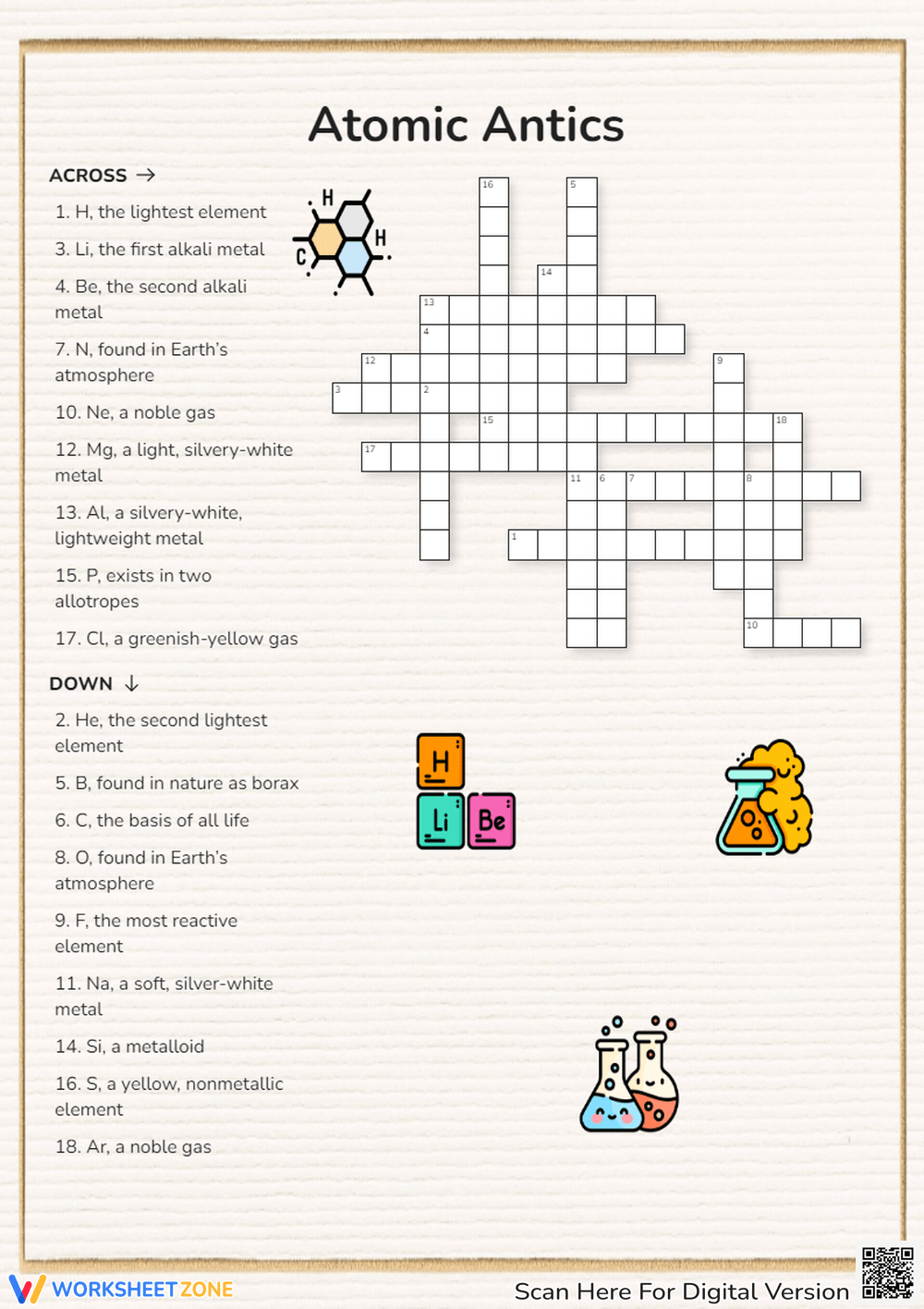 Printable Element Crossword Puzzle and Answers