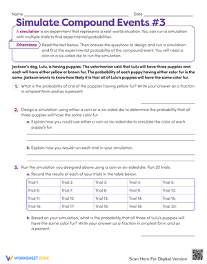 Simulate Compound Events Worksheets