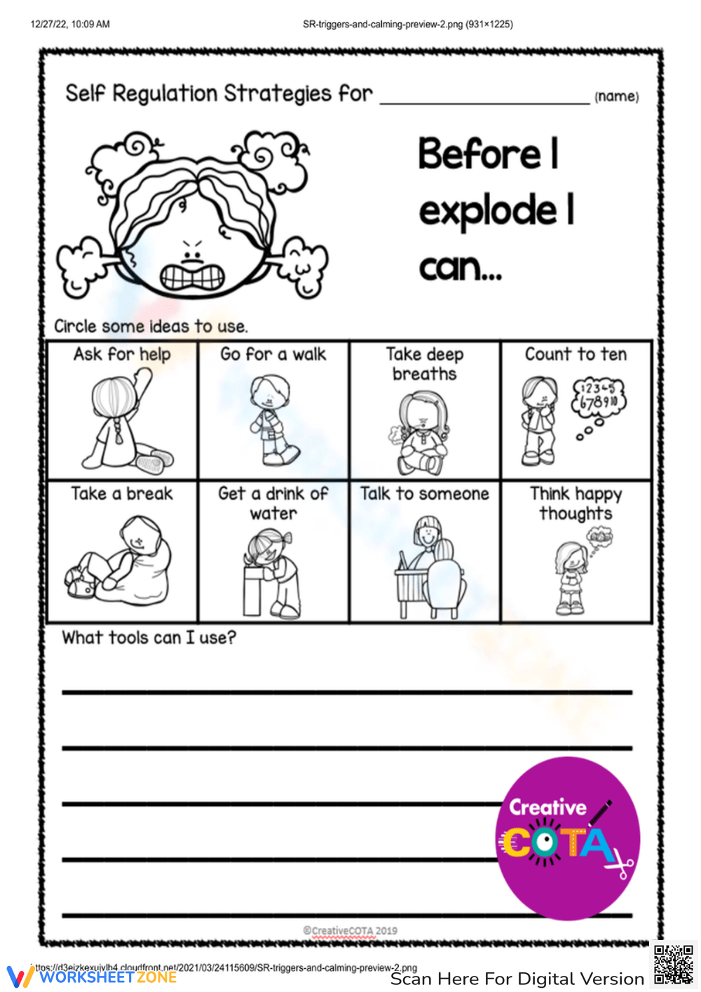 Self control Strategies Worksheet self-control-strategies-worksheet