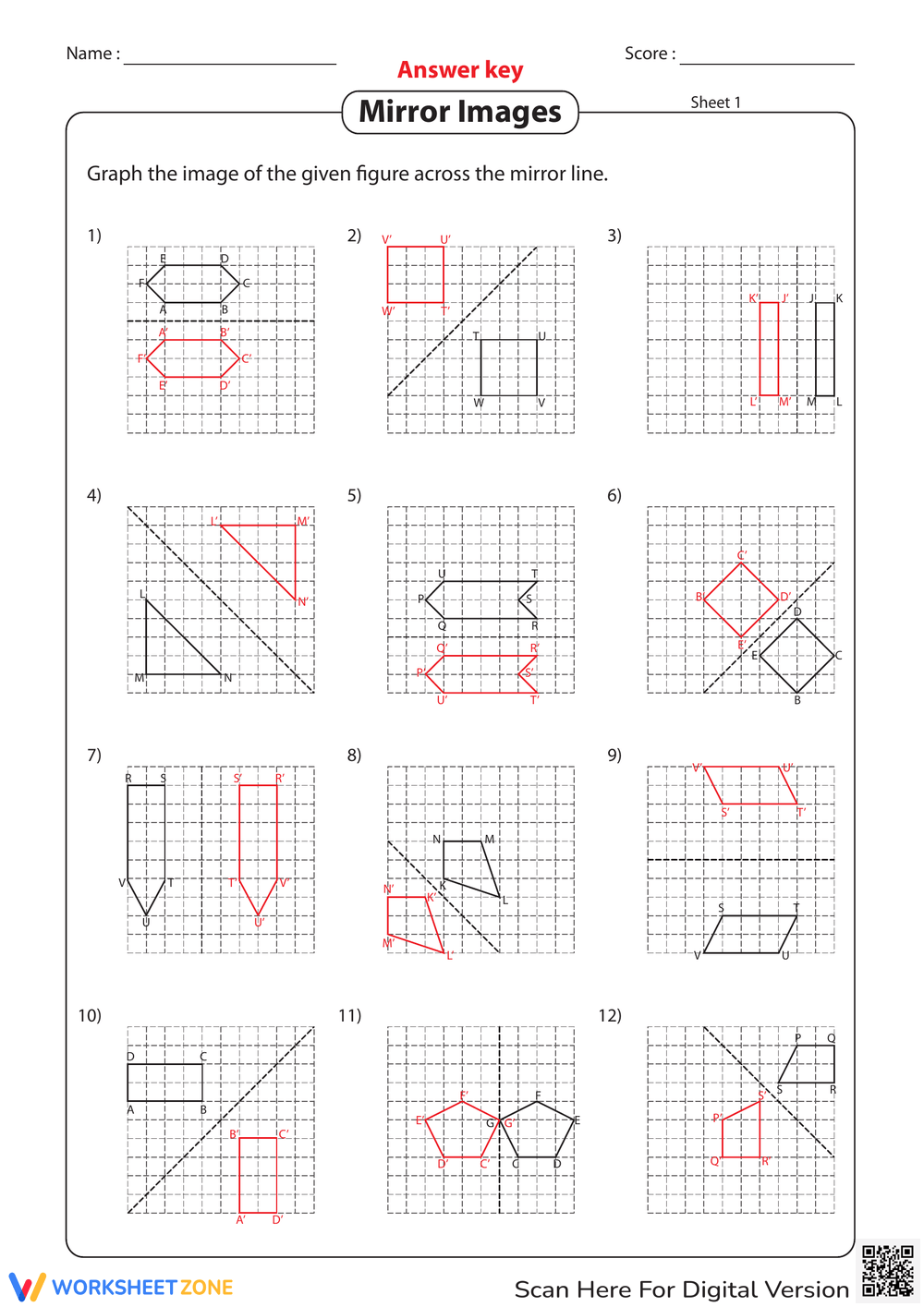 Interactive & Printable Reflections Worksheet Collection