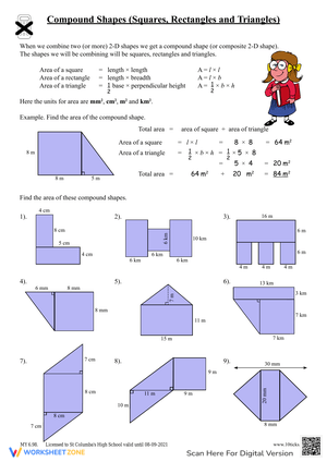 Understanding Compound Shapes Worksheets