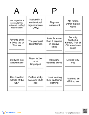AAPI Heritage Month Bingo | Essential Grade 1-3 Activity Worksheets