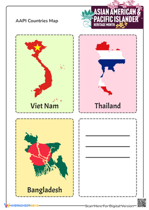 AAPI Countries Map Greeting Cards | Grade 1-3 Essential Worksheets