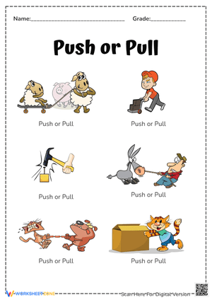 Push or Pull Activity for Kids Worksheets
