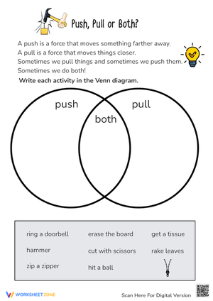 Push vs. Pull Science Worksheet | Grade 3 Essential