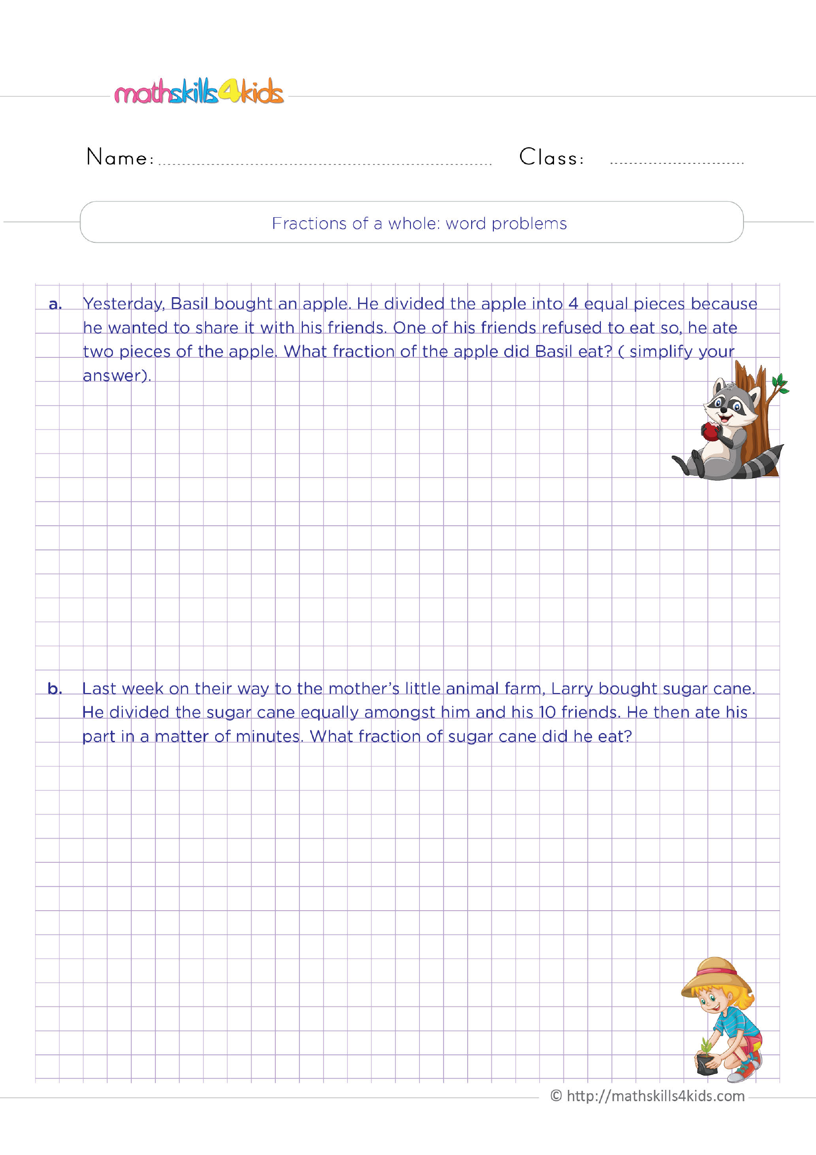 Fractions of a whole | Worksheet Zone