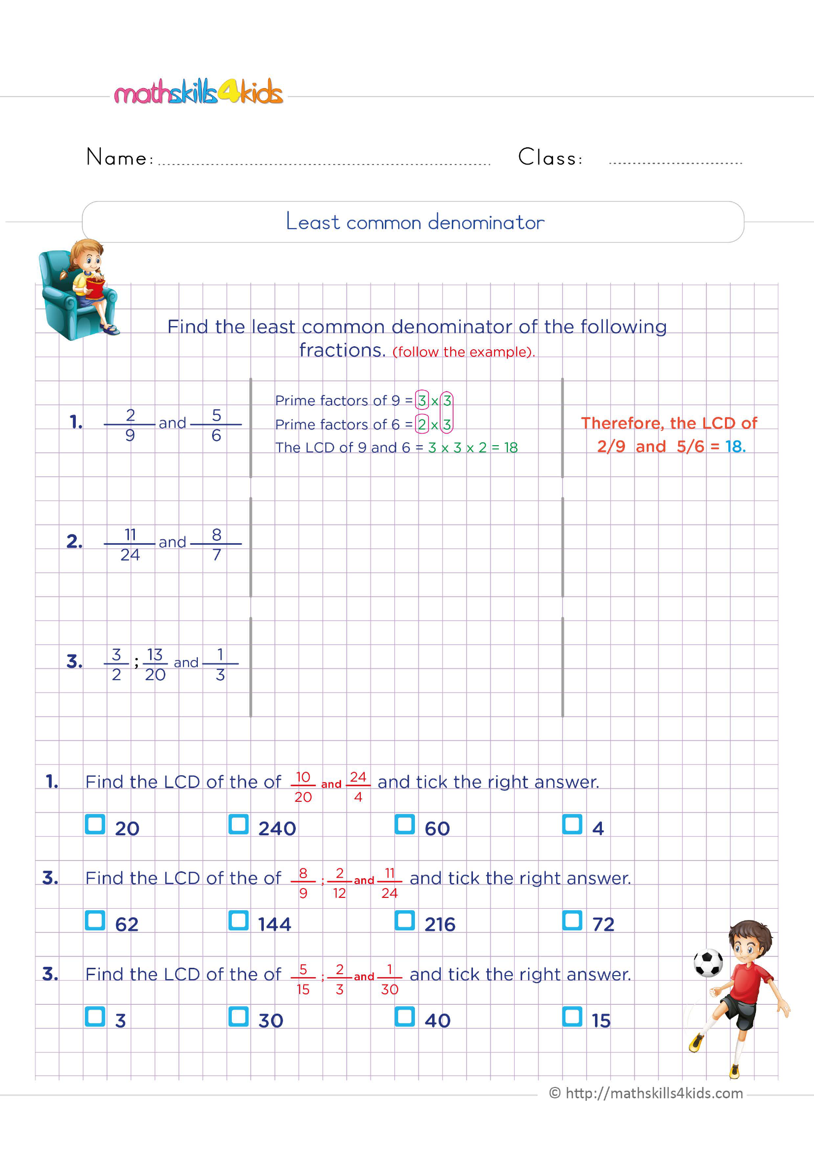 least-common-denominator-worksheet-zone