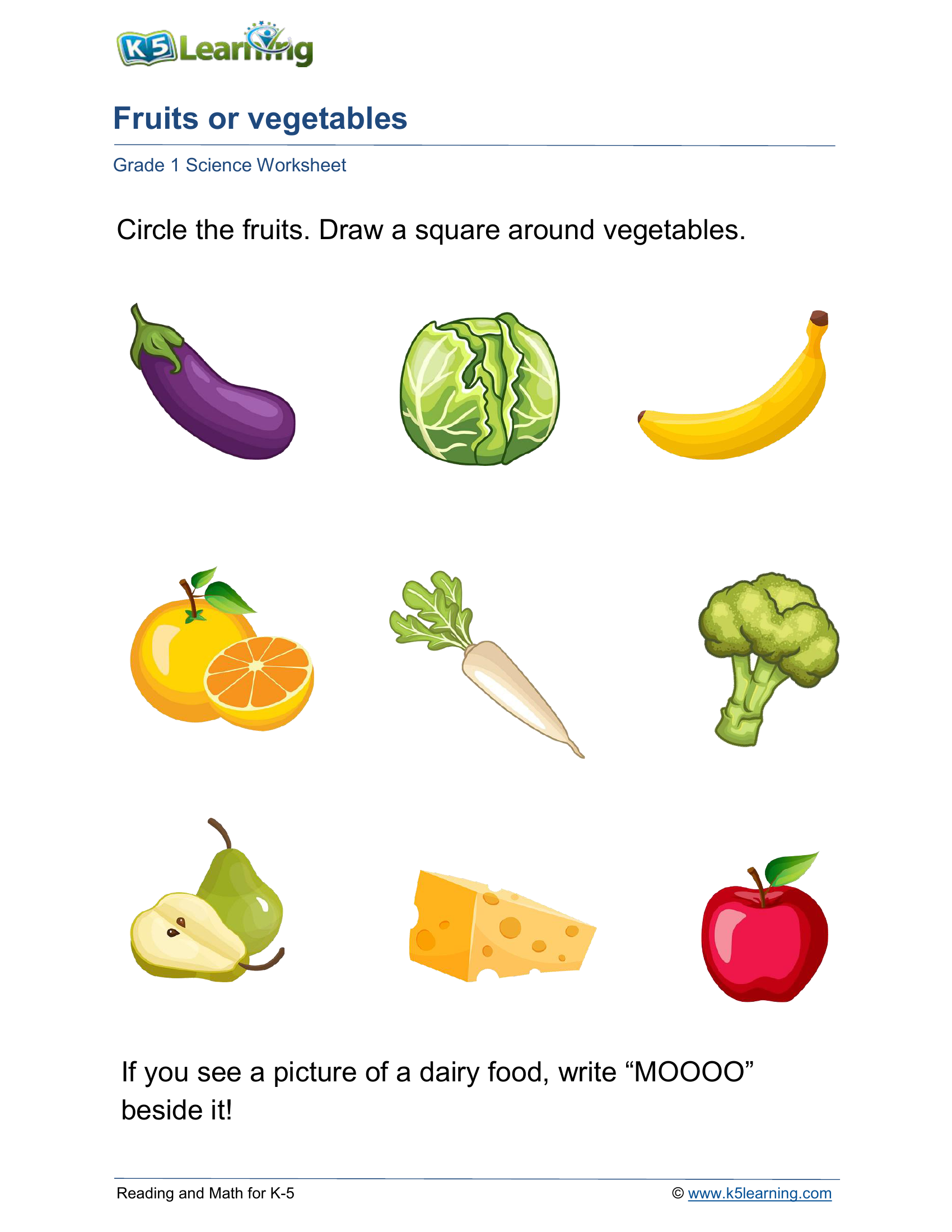 Fruits or vegetables 1 | Worksheet Zone