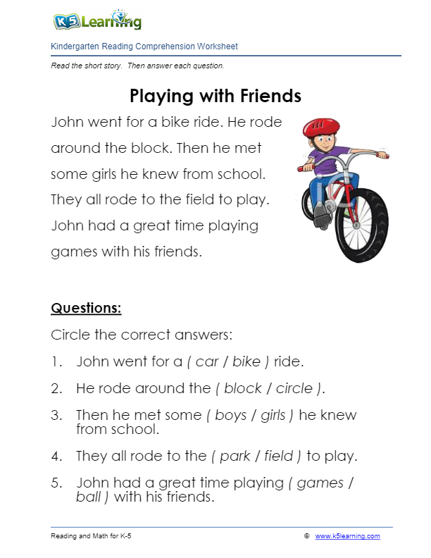 Playing with Friends | Worksheet Zone