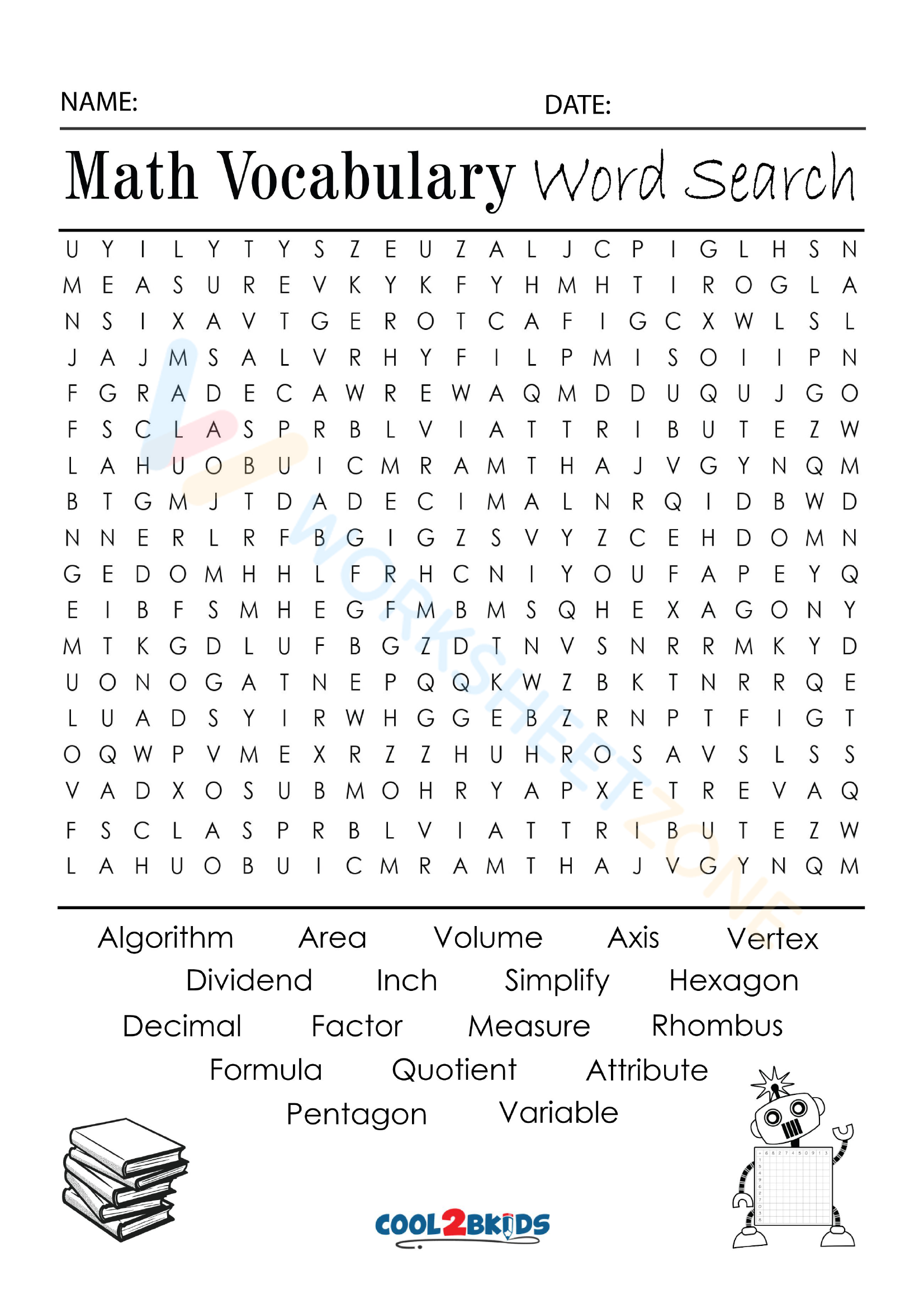 4th grade word search 2 Worksheet Zone