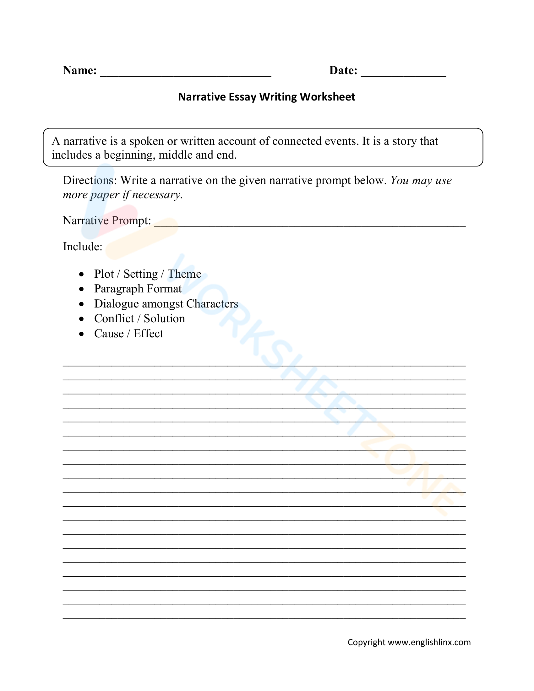 writing essay worksheets