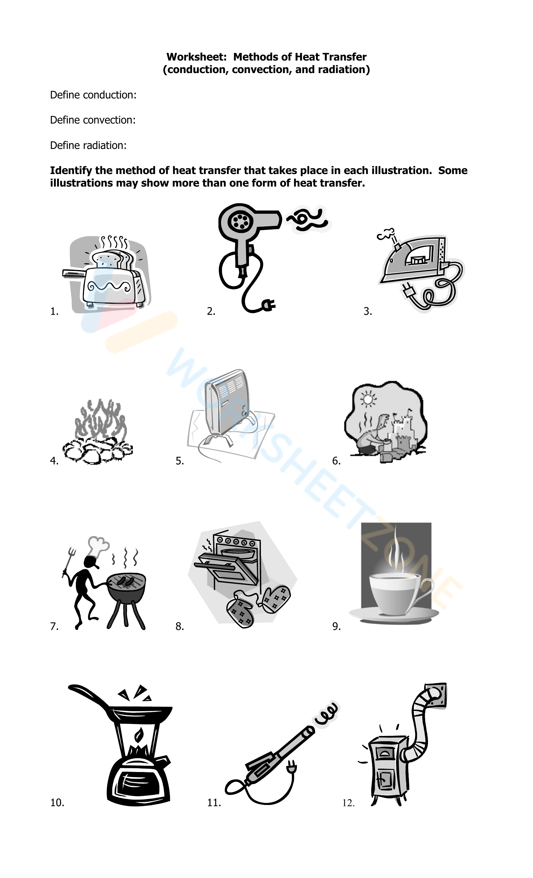 Worksheet: Methods of Heat Transfer | Worksheet Zone