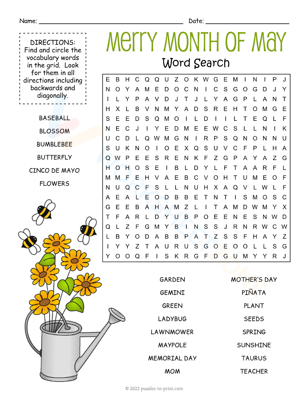 may word search printable Worksheet Zone