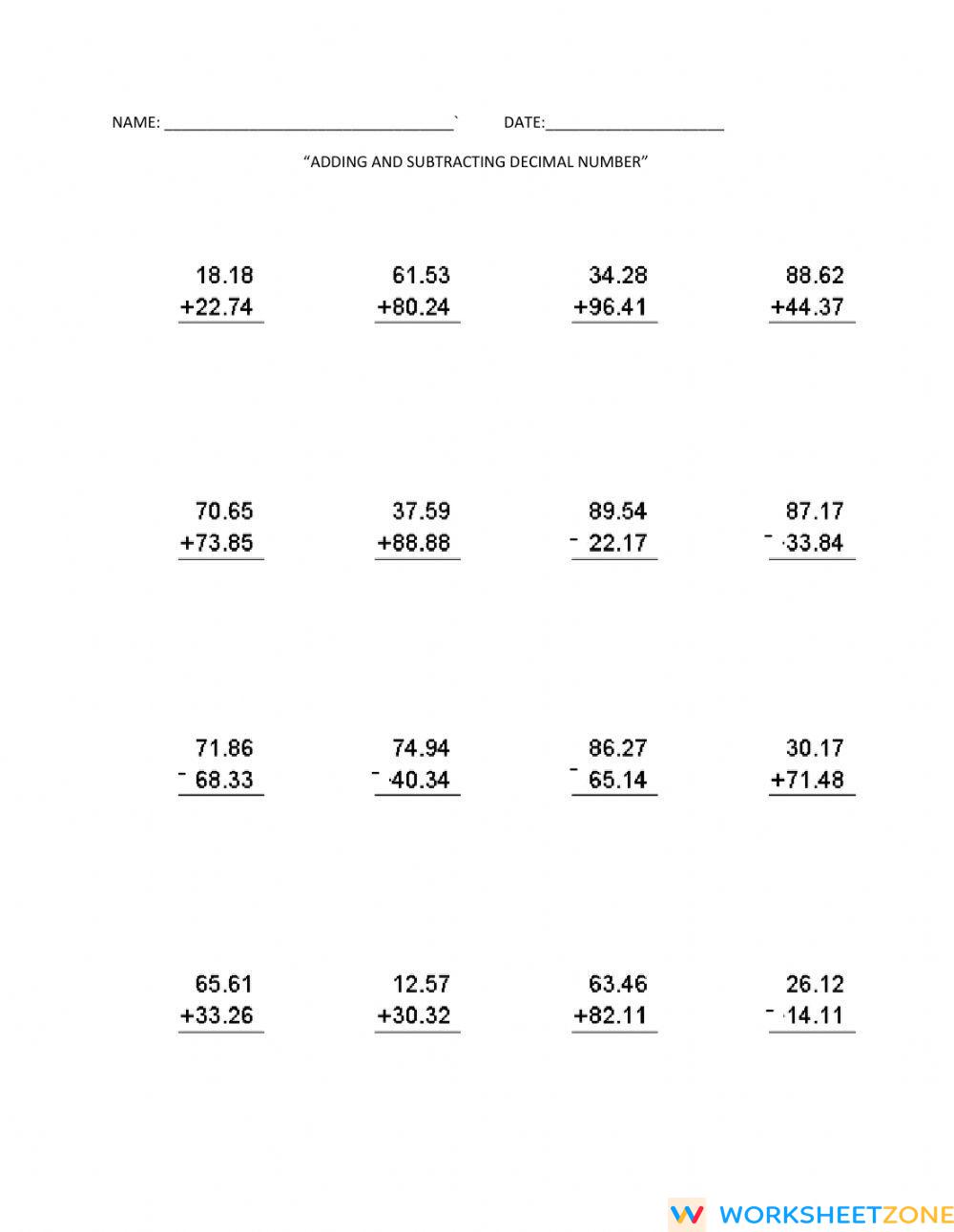 addition-and-subtraction-worksheet-zone