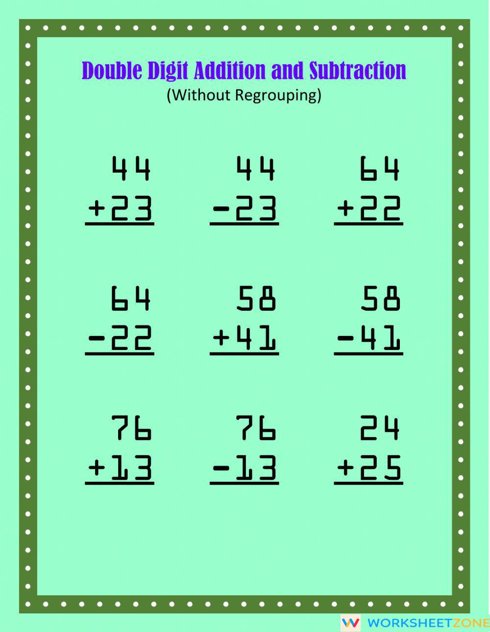 double-digit-addition-and-subtraction-set-1-worksheet-zone