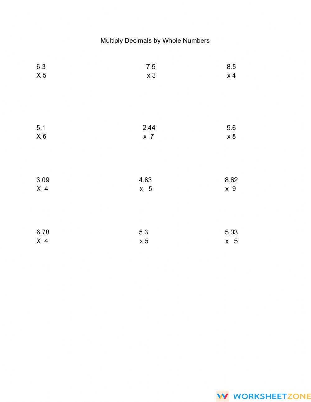 multiply-decimals-by-whole-numbers-worksheet-zone