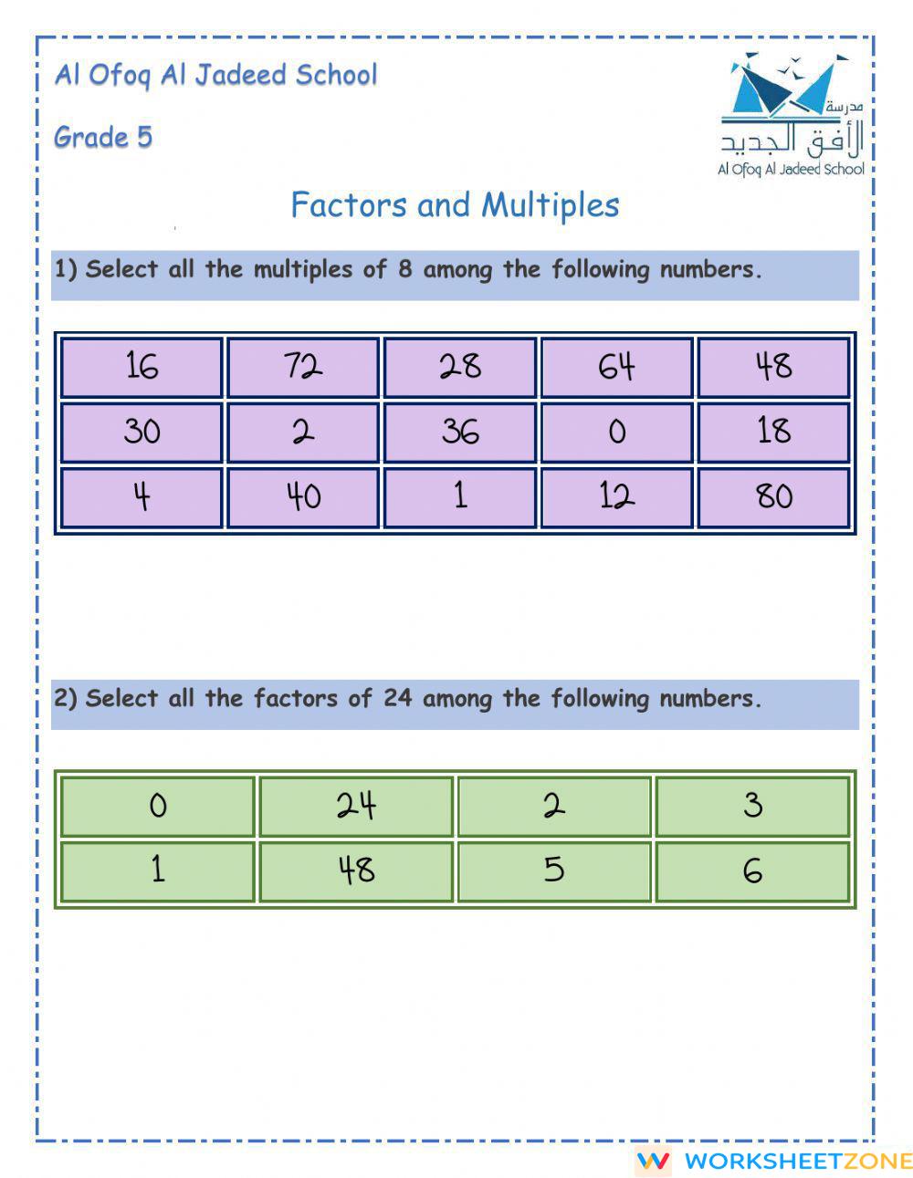 factors-and-multiples-worksheet-zone