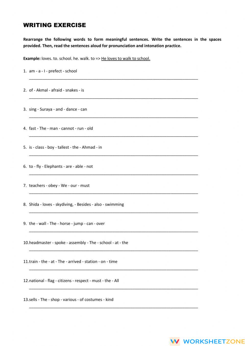 Correct The Sentence Worksheet