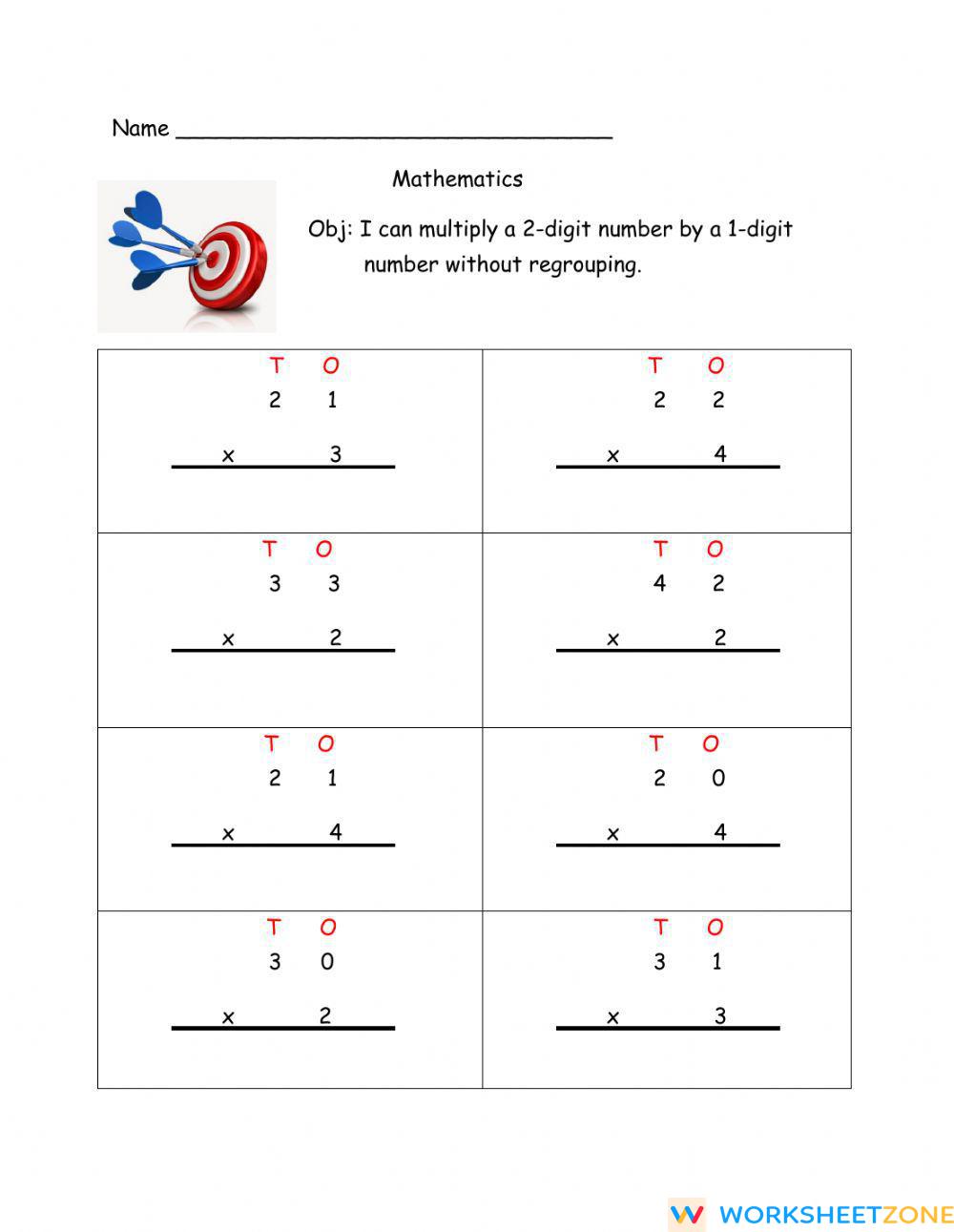 multiplication-2d-x-1d-without-regrouping-worksheet-zone