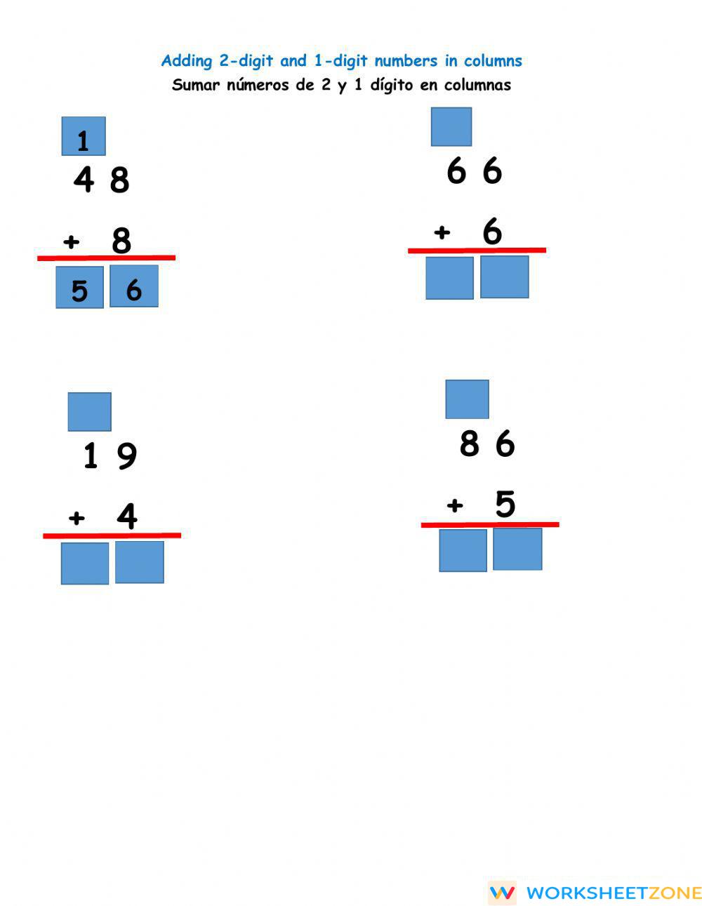 Adding Two Digit Numbers In Columns