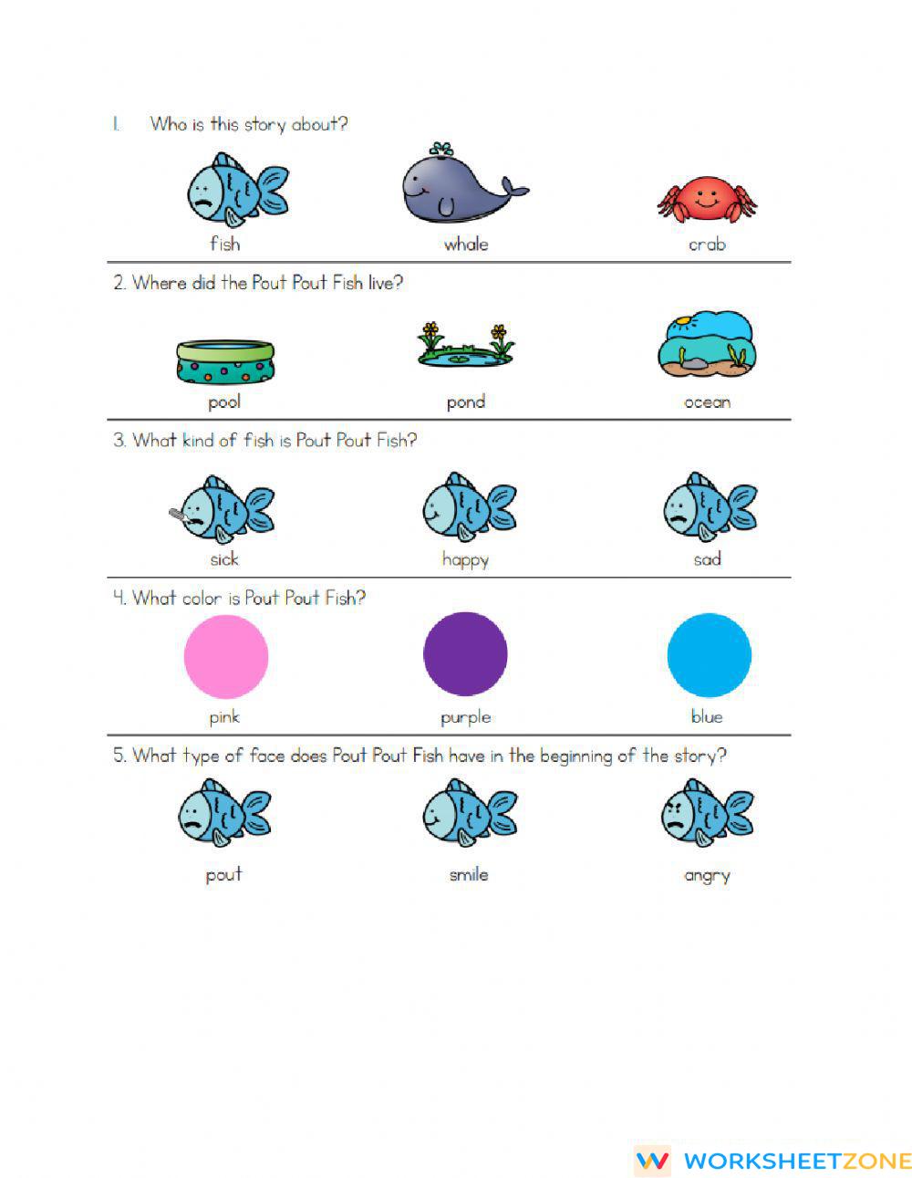 Pout Pout Fish | Worksheet Zone