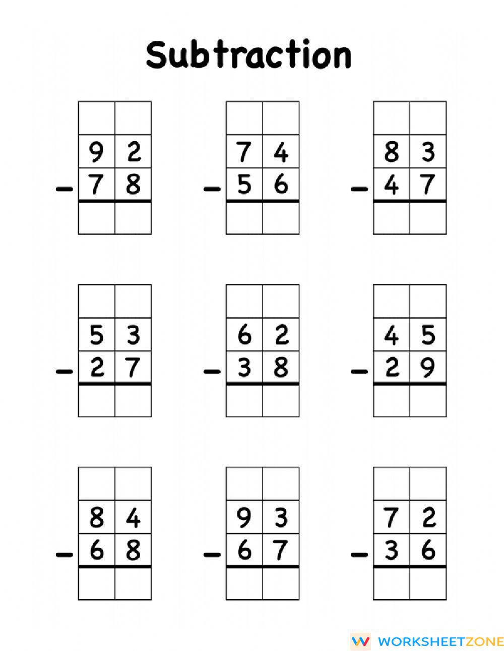 subtraction-with-regrouping-worksheet-zone