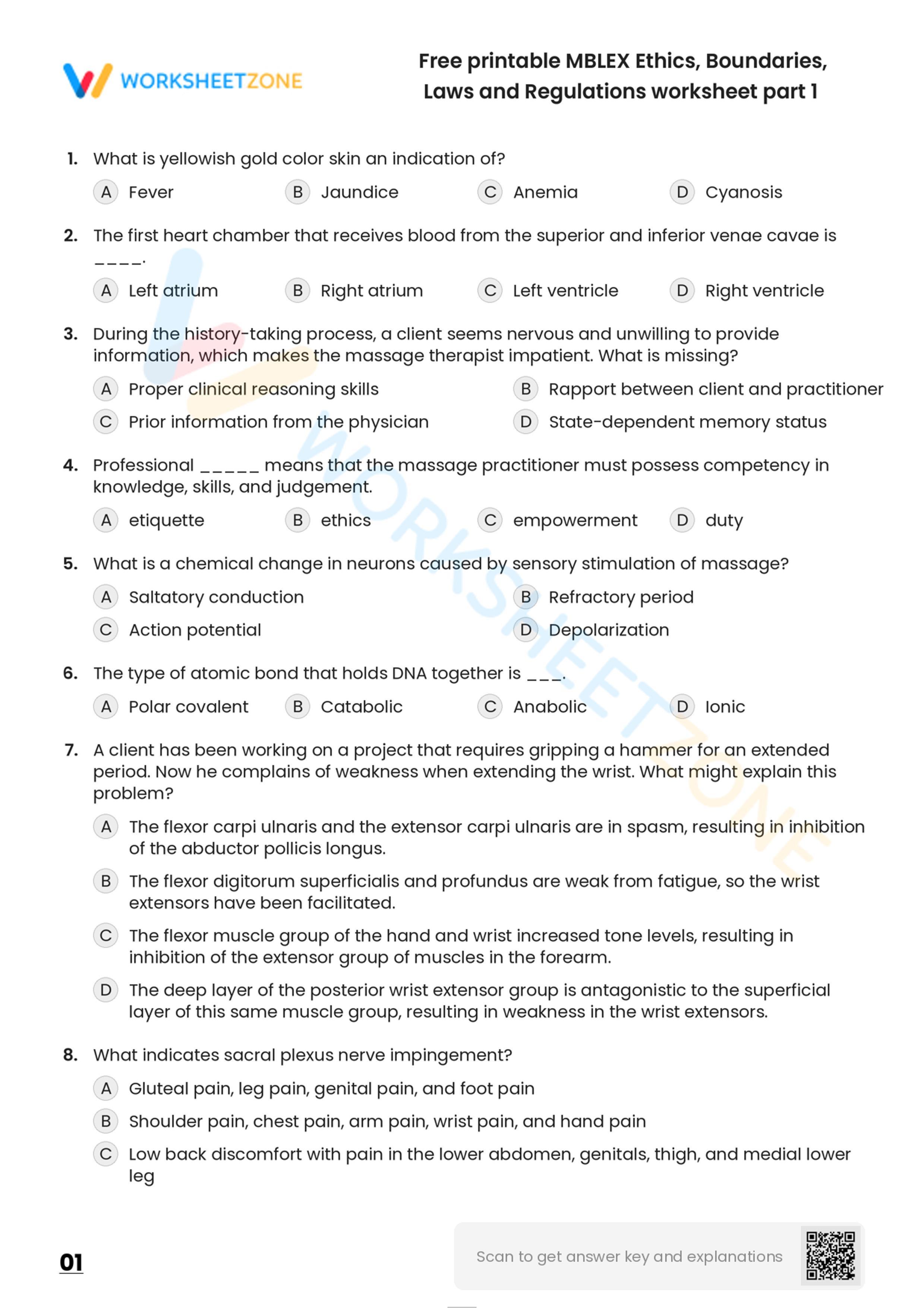 Free Printable MBLEX Ethics, Boundaries, Laws And Regulations Worksheet ...