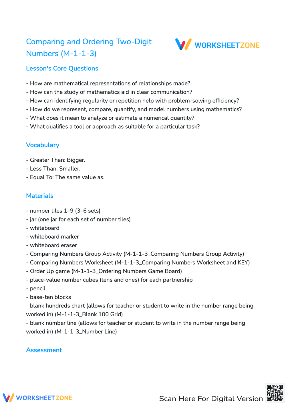 Comparing And Ordering Two Digit Numbers M 1 1 3 Worksheet Comparing And Ordering Two Digit Numbers M 1 1 3 Worksheet