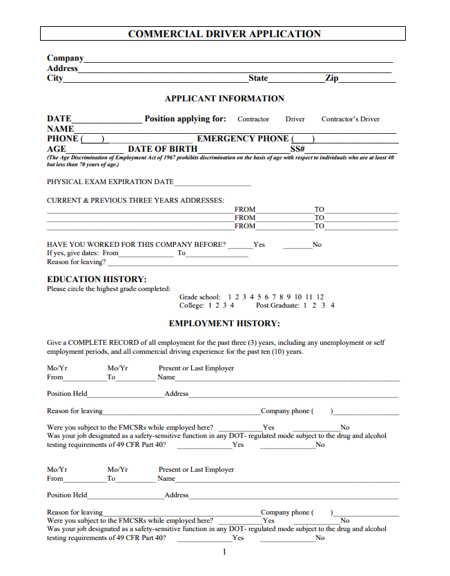 Washington State Patrol Commercial Driver Application