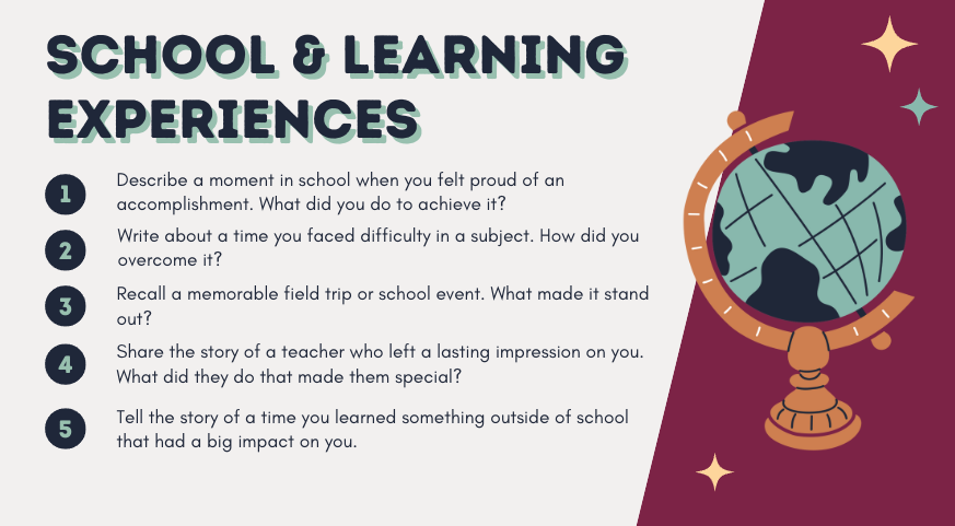 school & learning experiences narrative writing prompts