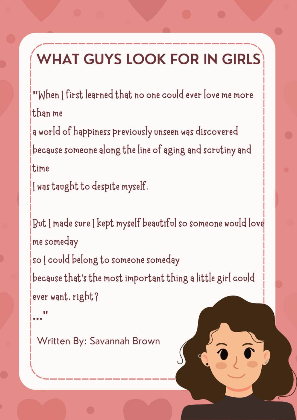 What guys look for in girls by Savannah Brown