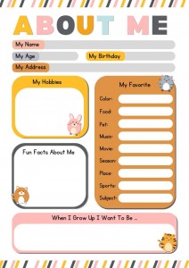 "All About Me" worksheet
