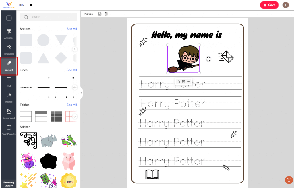 How to Create a Name Tracing Worksheet on Worksheetzone?