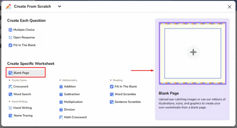 Choosing blank page