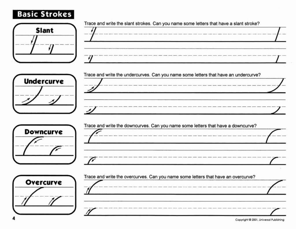 cursive writing basic strokes