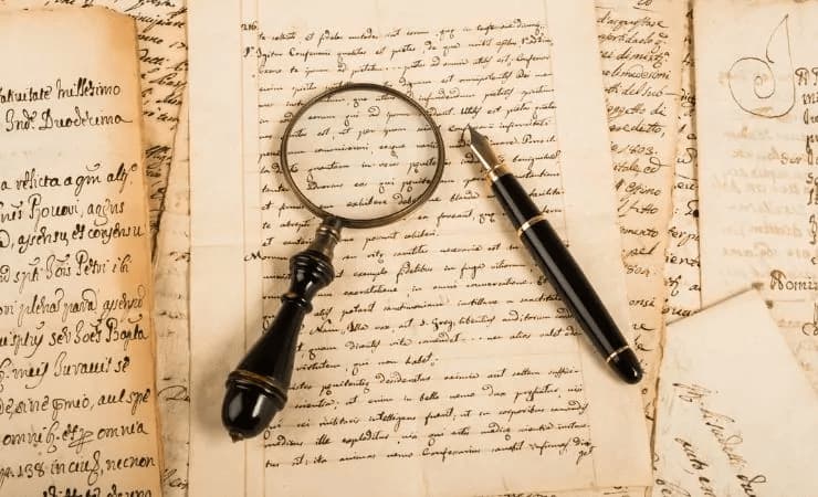 Cursive writing documents in history