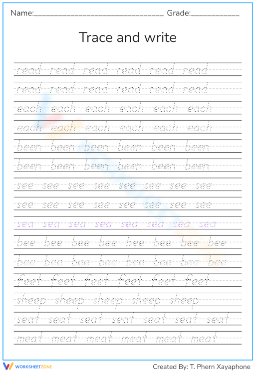 Trace and write sight words