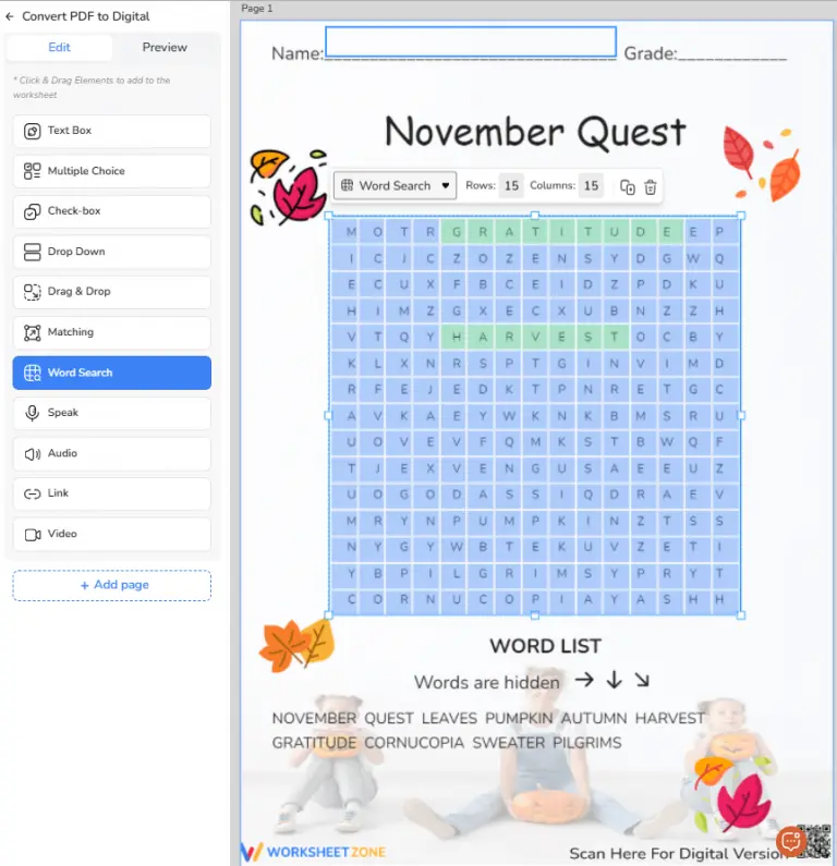 Use word search element