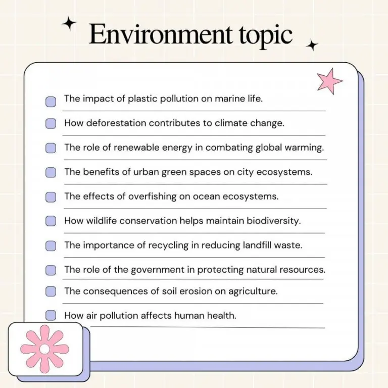 Environment essay topics