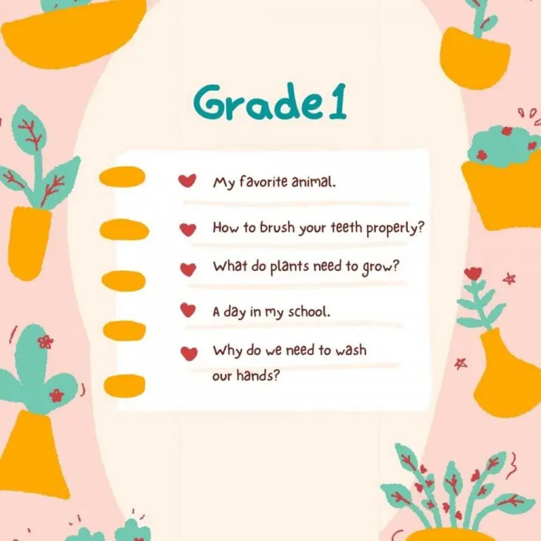 Grade 1 essay topics
