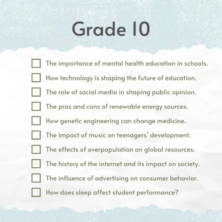 Grade 10 essay topics