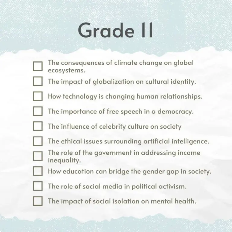 Grade 11 essay topics