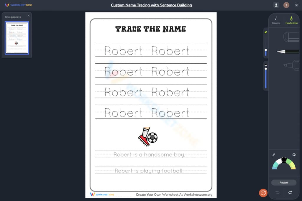 Interactive name tracing practice