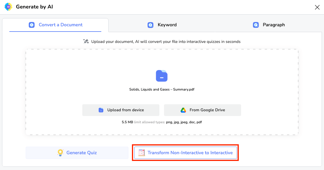 Choose "Transform Non-Interactive to Interactive"