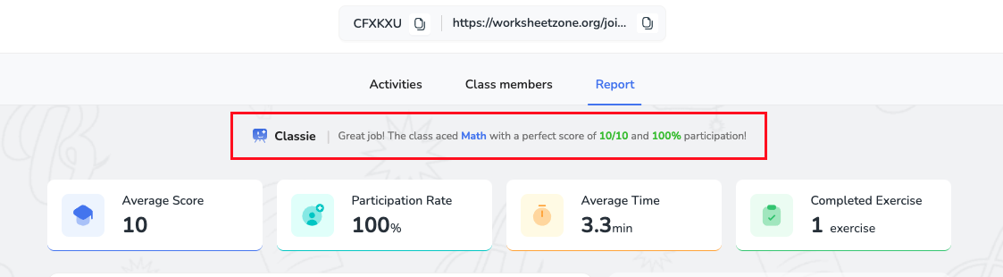 Class report tab insights