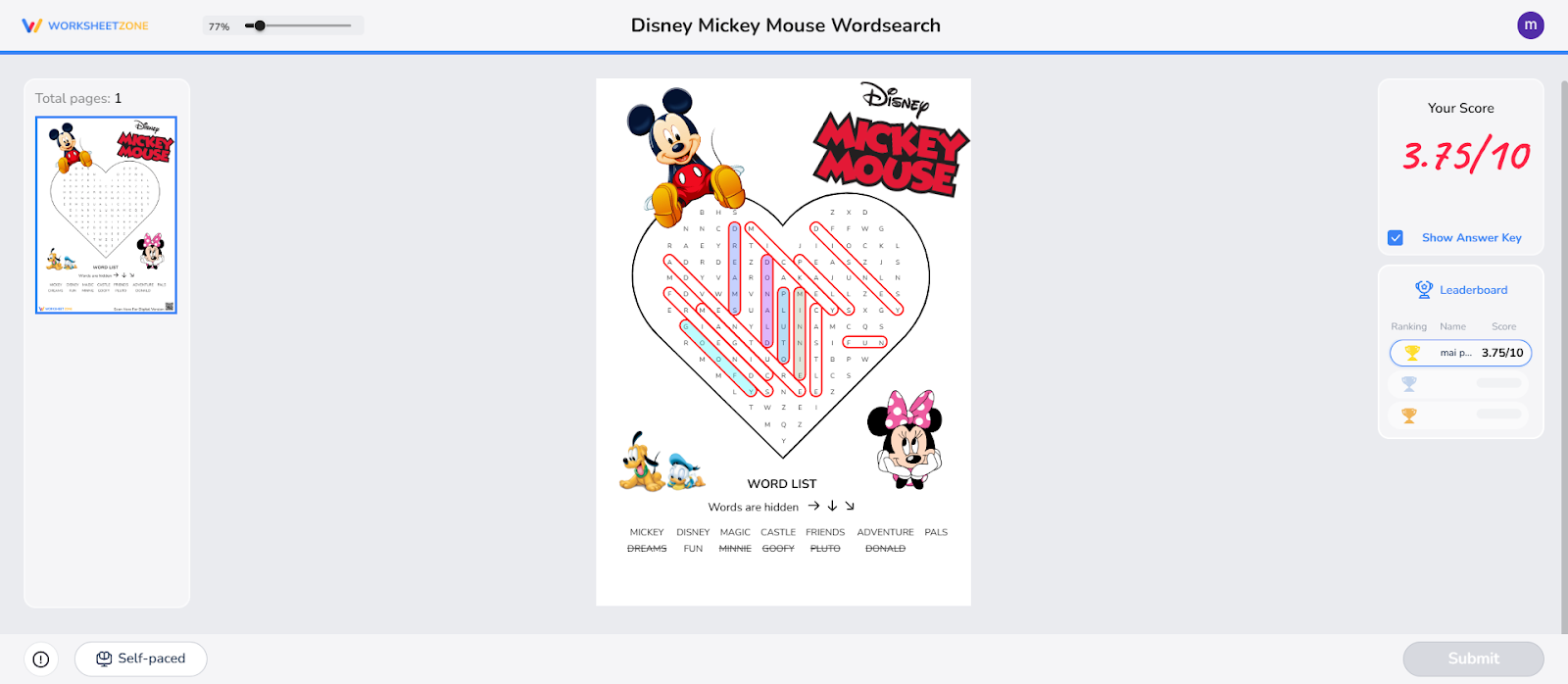 Reveal the answer key