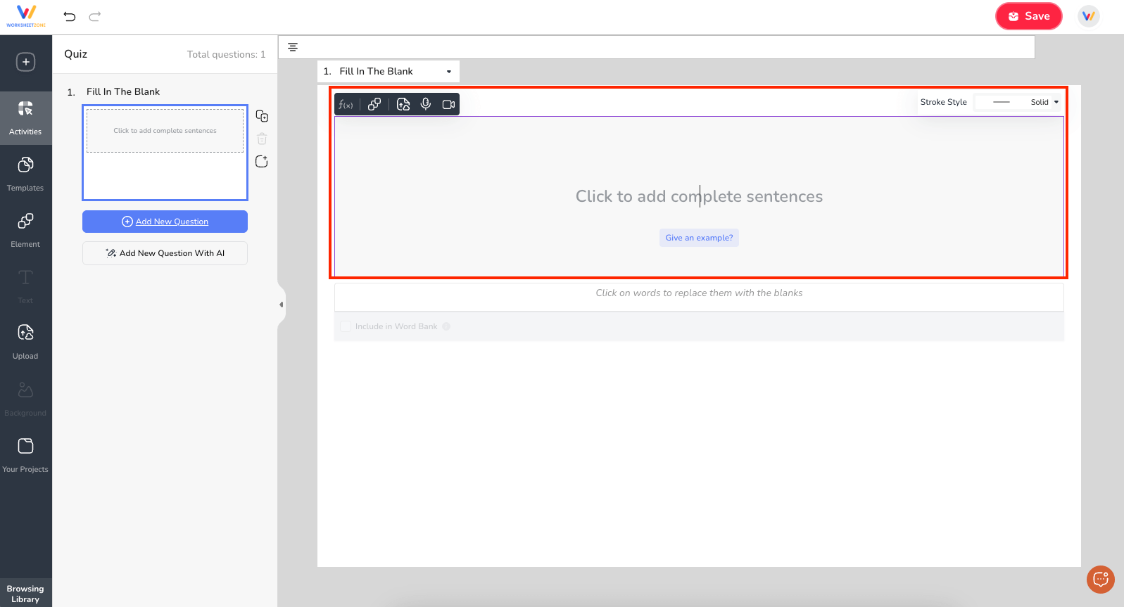 Write content into the text box